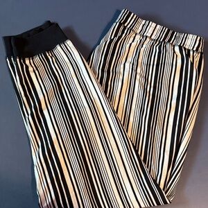 LuLaRoe Black and White Striped Track Pants